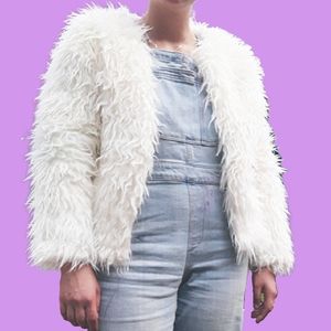 White #Shag Jacket